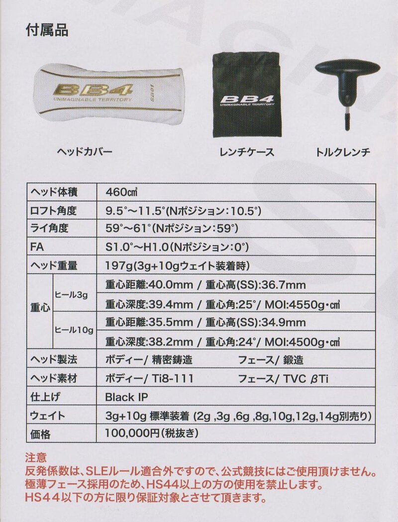 BB4 SB01 の 『高反発モデル』ドライバーヘッドが発売されます！ 製品